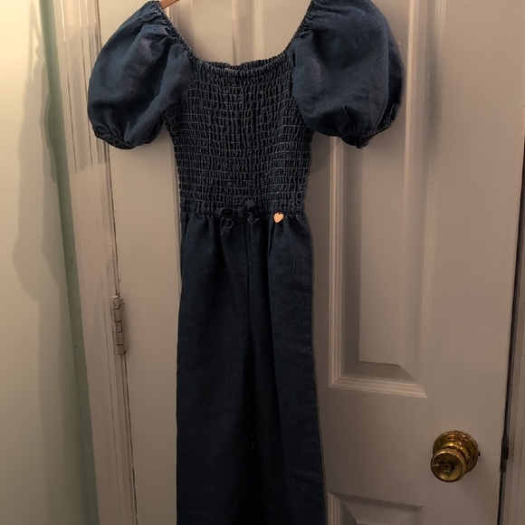 Vince Camuto Denim Blue Puff Sleeve Romper - Picture 1 of 7
